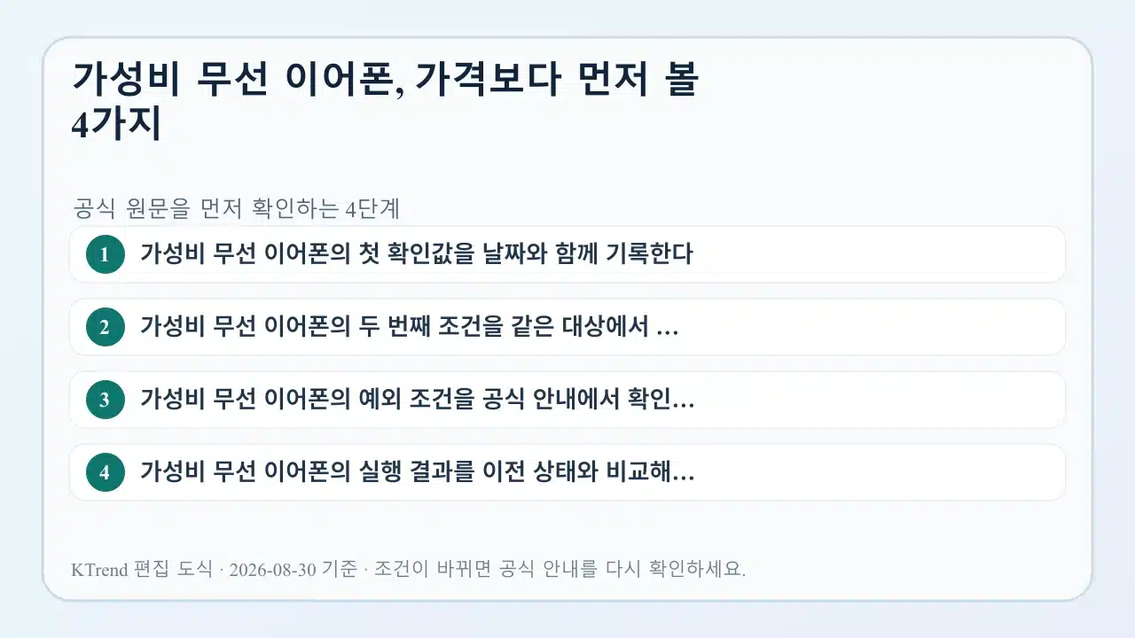 가성비 무선 이어폰, 가격보다 먼저 볼 4가지 확인 순서
