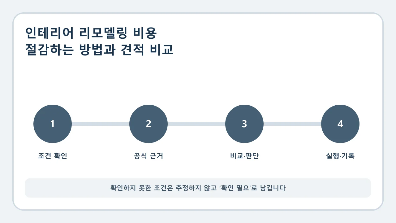 인테리어 리모델링 비용 절감하는 방법과 견적 비교 확인·비교·실행·기록 순서