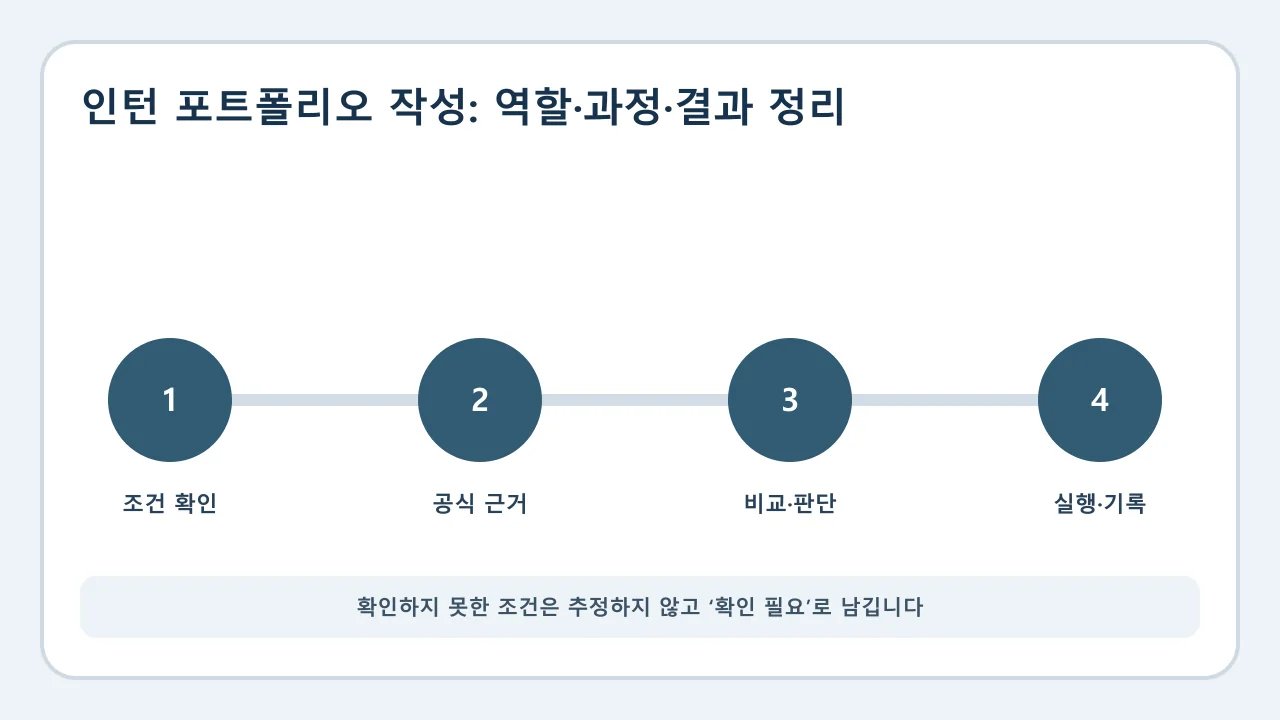 인턴 포트폴리오 작성 확인·비교·실행·기록 순서