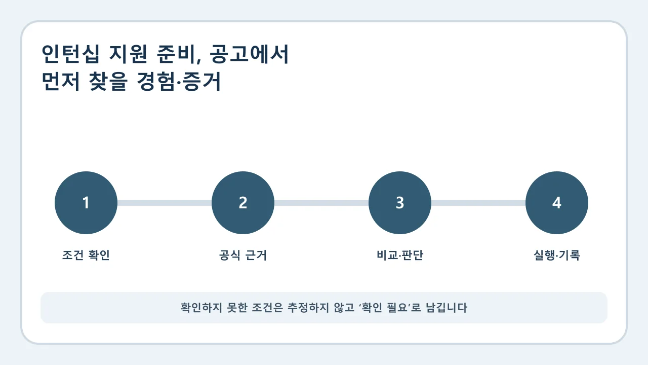인턴십 지원 준비 확인·비교·실행·기록 순서