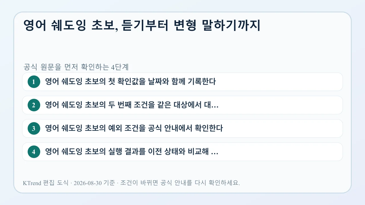 영어 쉐도잉 초보, 듣기부터 변형 말하기까지 확인 순서