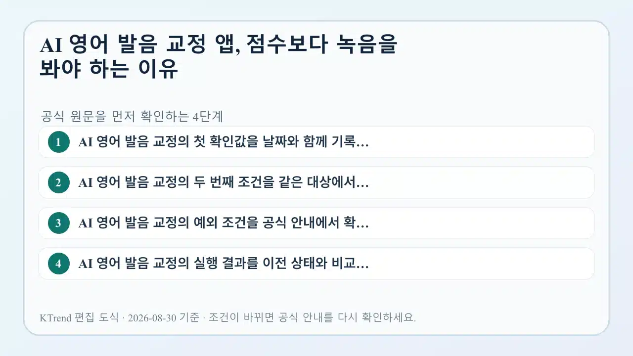 AI 영어 발음 교정 앱, 점수보다 녹음을 봐야 하는 이유 확인 순서