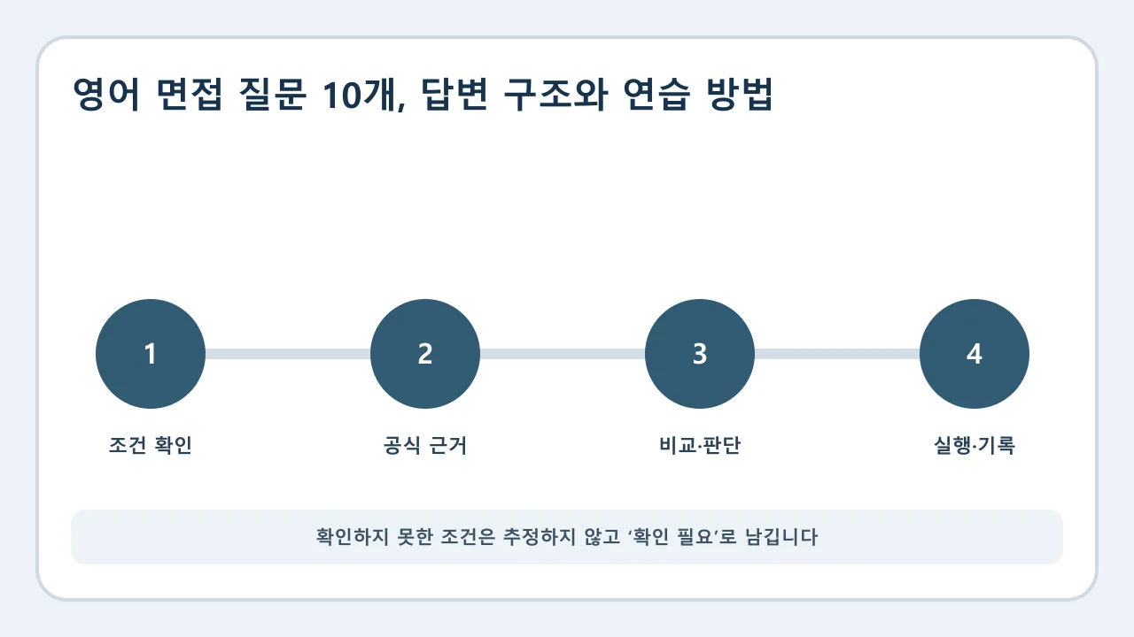 영어 면접 질문 10개 확인·비교·실행·기록 순서