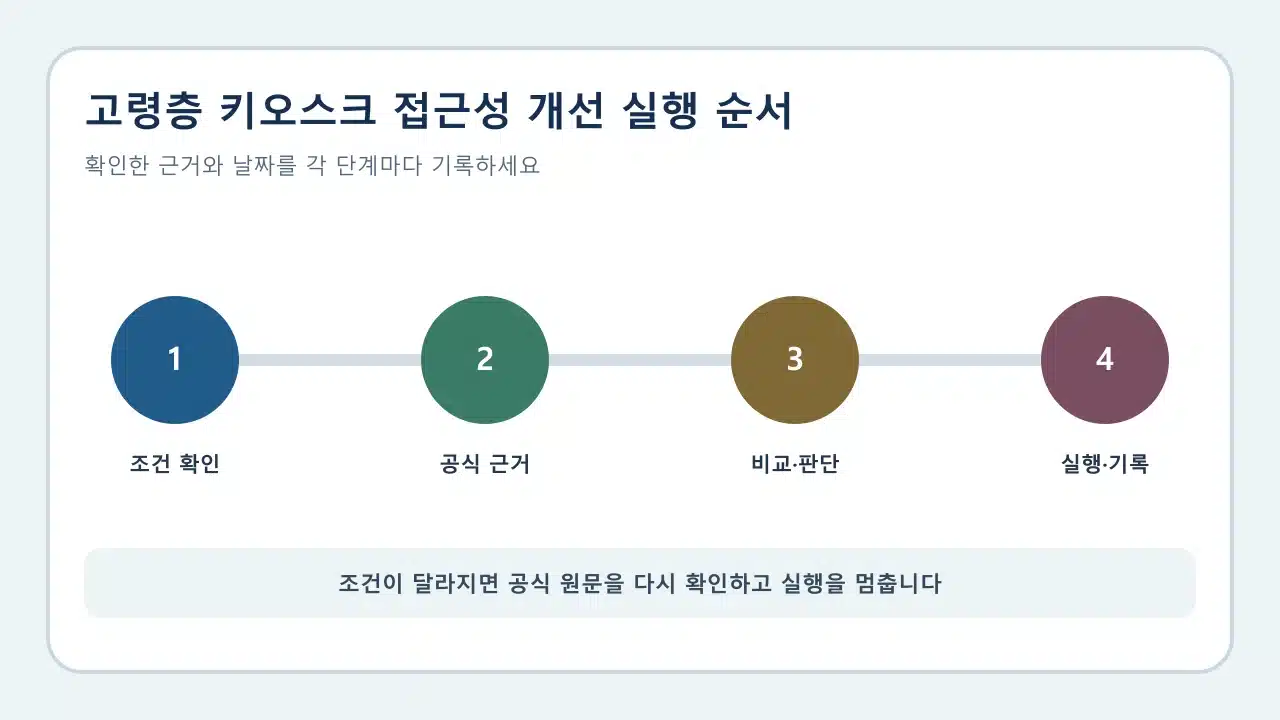 고령층 키오스크 접근성 개선: 화면·시간·도움 설계 실행 전 확인 순서