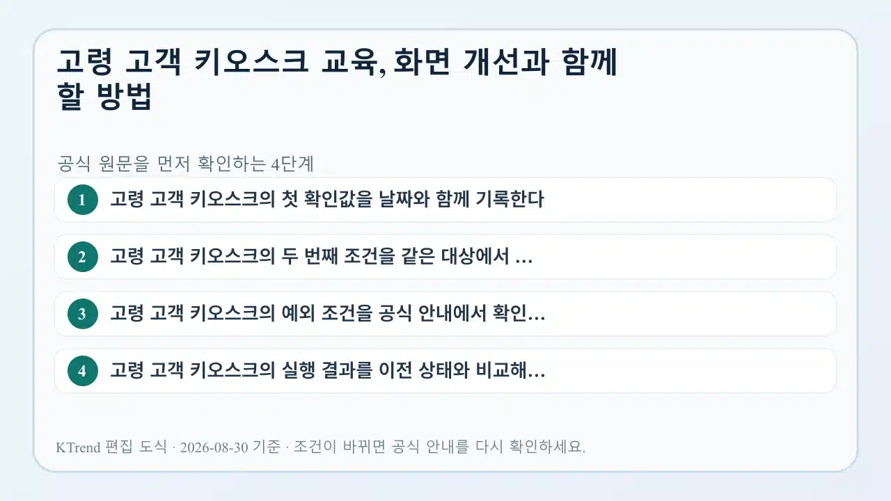 고령 고객 키오스크 교육, 화면 개선과 함께 할 방법 확인 순서