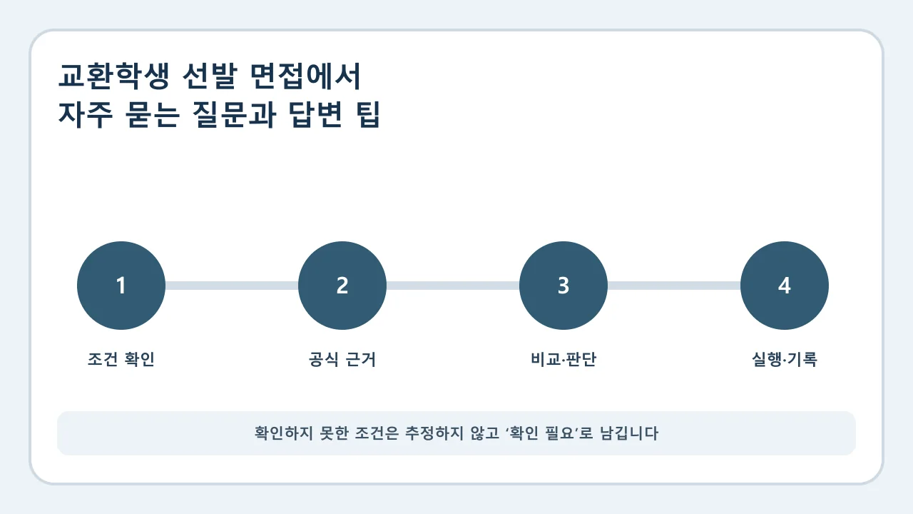 교환학생 선발 면접에서 자주 묻는 질문과 답변 팁 확인·비교·실행·기록 순서