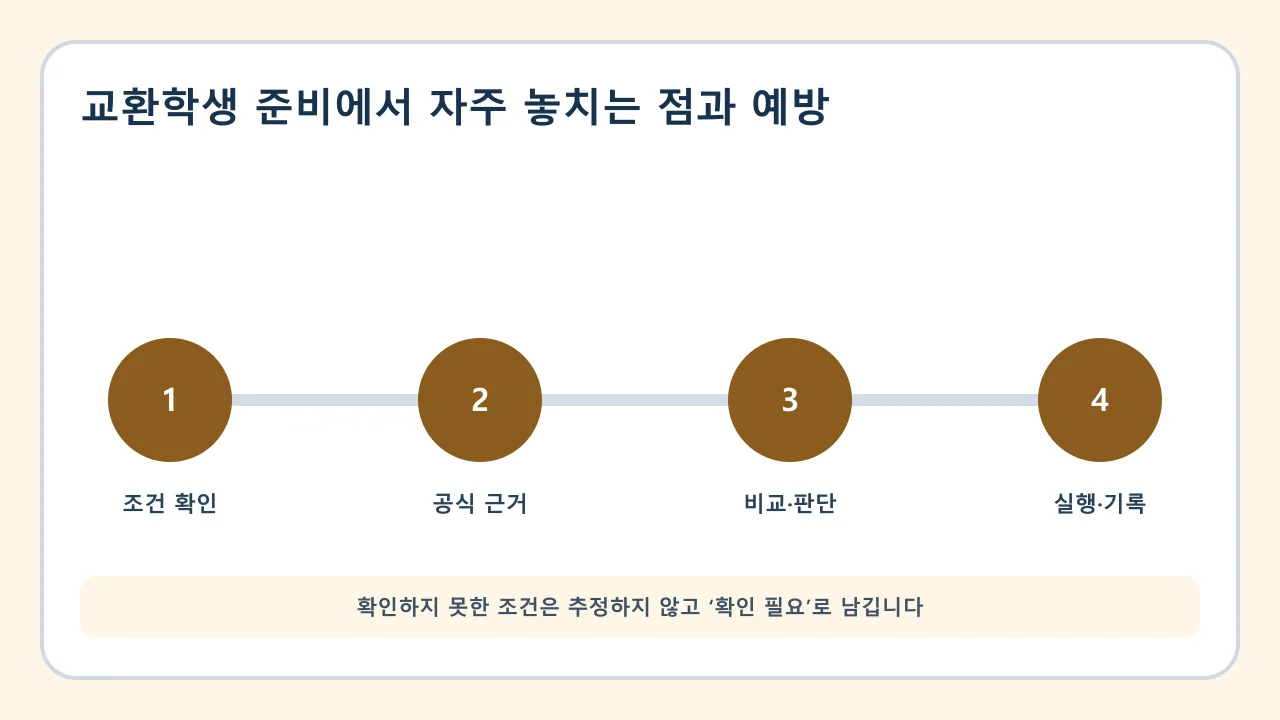 교환학생 준비에서 자주 놓치는 점과 예방 확인·비교·실행·기록 순서