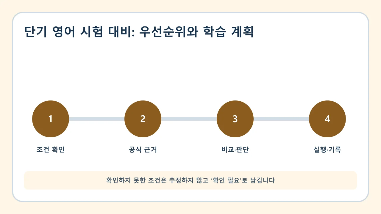 단기 영어 시험 대비 확인·비교·실행·기록 순서