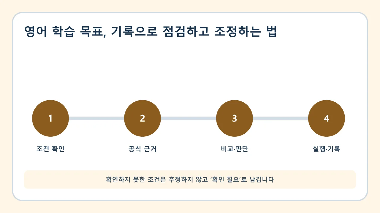 영어 학습 목표 확인·비교·실행·기록 순서