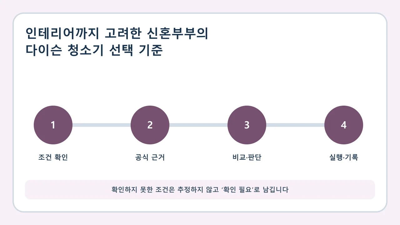 인테리어까지 고려한 신혼부부의 다이슨 청소기 선택 기준 확인·비교·실행·기록 순서