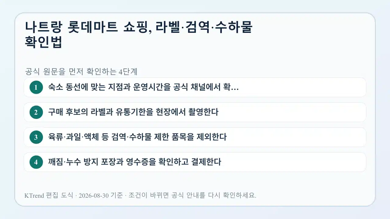 나트랑 롯데마트 쇼핑, 라벨·검역·수하물 확인법 확인 순서