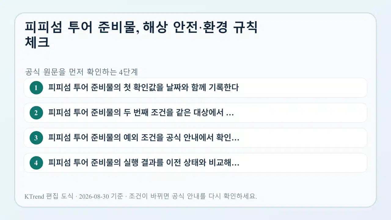 피피섬 투어 준비물, 해상 안전·환경 규칙 체크 확인 순서