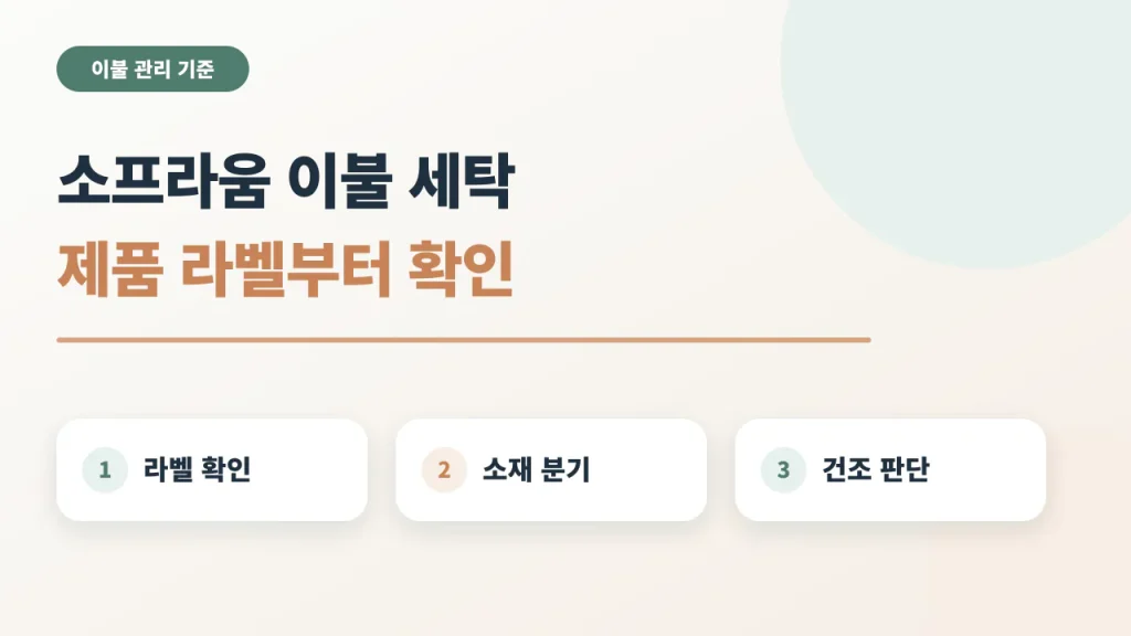 소프라움 이불 제품 라벨과 소재 확인 순서