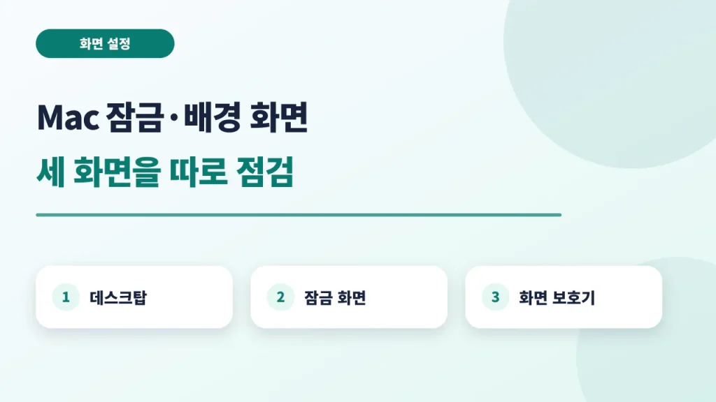 맥북 잠금화면과 바탕화면 설정 구분