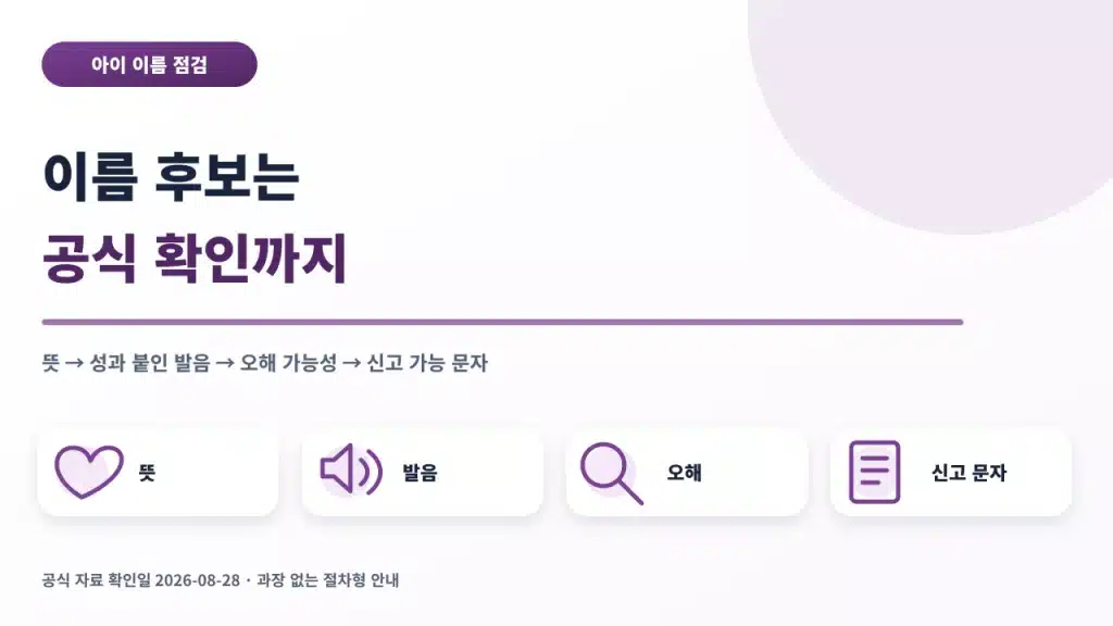 아이 이름 후보를 대법원 공식 기준까지 확인하는 절차