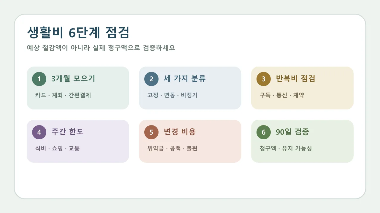 최근 석 달 생활비를 고정비 변동비 비정기비로 나누고 조정하는 체크리스트