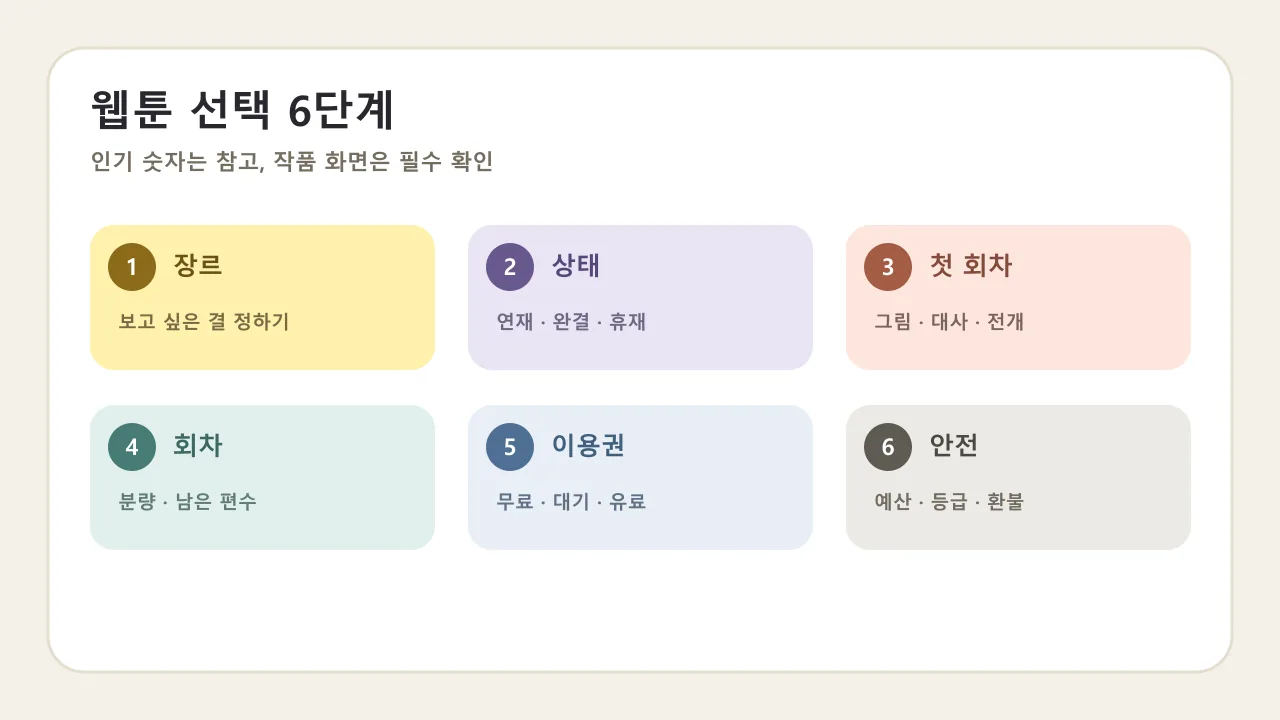 카카오페이지 웹툰을 장르 연재 상태 회차 이용권으로 고르는 체크리스트