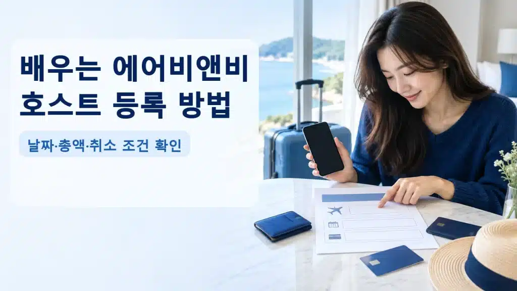 배우는 에어비앤비 호스트 등록 방법에서 현재 조건을 확인하는 실사 안내 장면