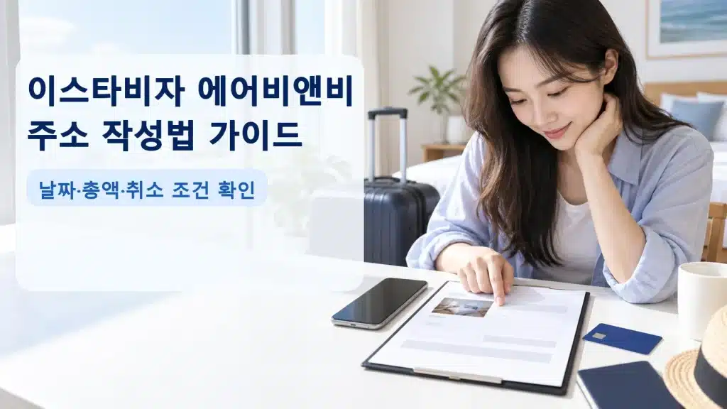 이스타비자 에어비앤비 주소 작성법 가이드에서 현재 조건을 확인하는 실사 안내 장면
