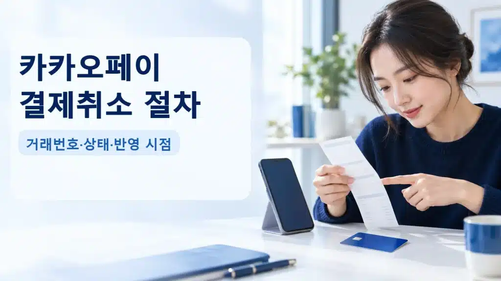 카카오페이 결제취소 절차에서 현재 조건을 확인하는 실사 안내 장면
