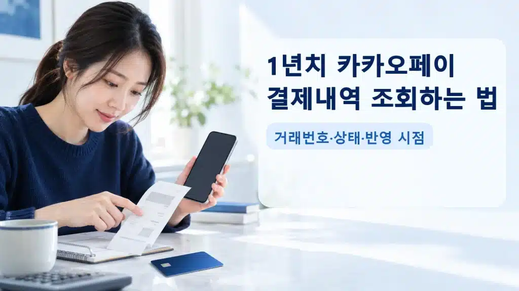 1년치 카카오페이 결제내역 조회하는 법에서 현재 조건을 확인하는 실사 안내 장면