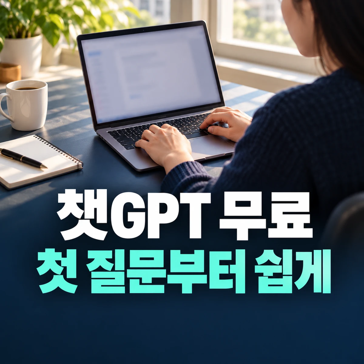 노트북으로 ChatGPT를 처음 사용하는 모습