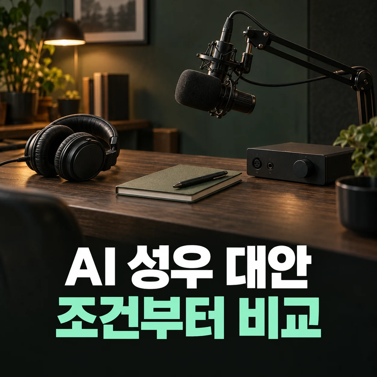 AI 성우 대안 선택을 안내하는 녹음 장비