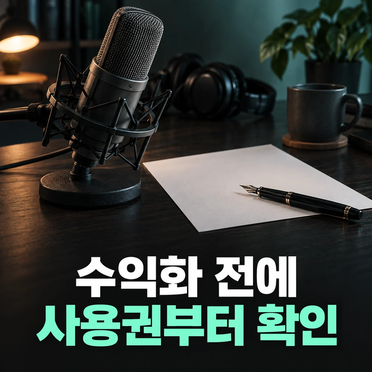 음성 사용권 확인을 안내하는 마이크와 문서