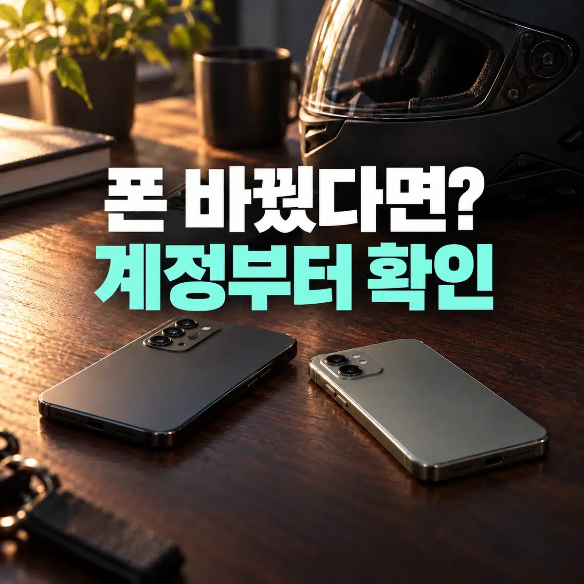 두 휴대전화로 표현한 기기 교체 후 기존 계정 확인