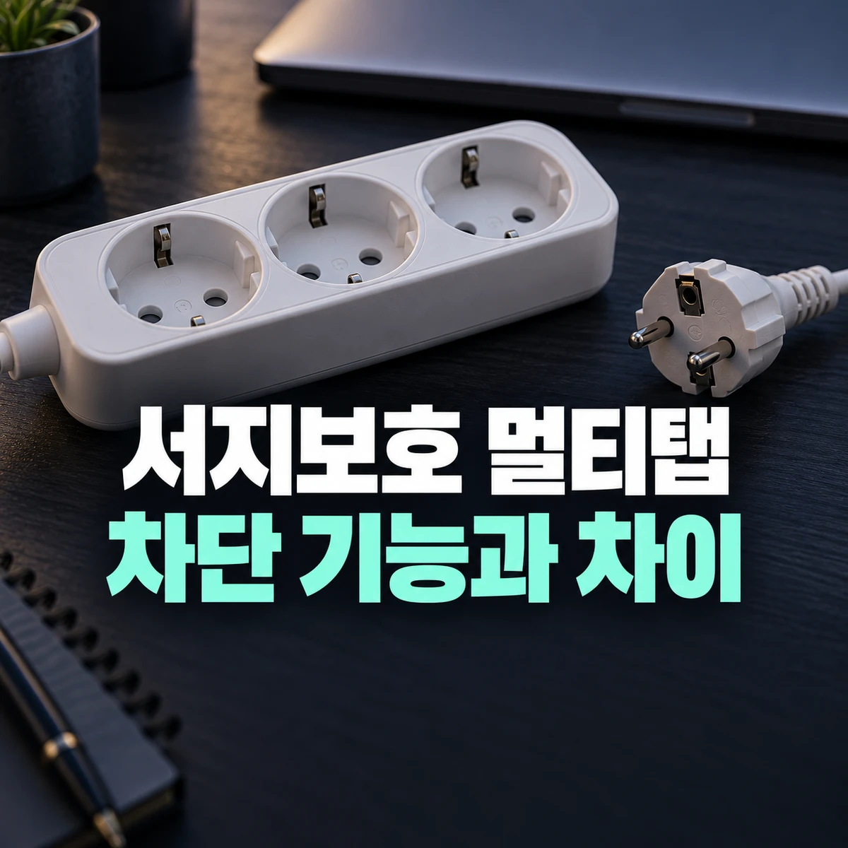 연결하지 않은 일반 멀티탭으로 표현한 보호 기능 비교