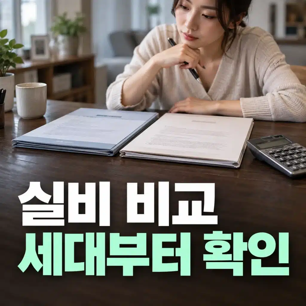 책상 위 두 서류철을 살펴보는 모습